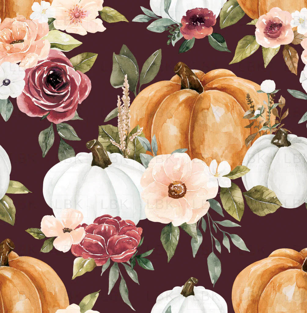 Pumpkin Floral Maroon