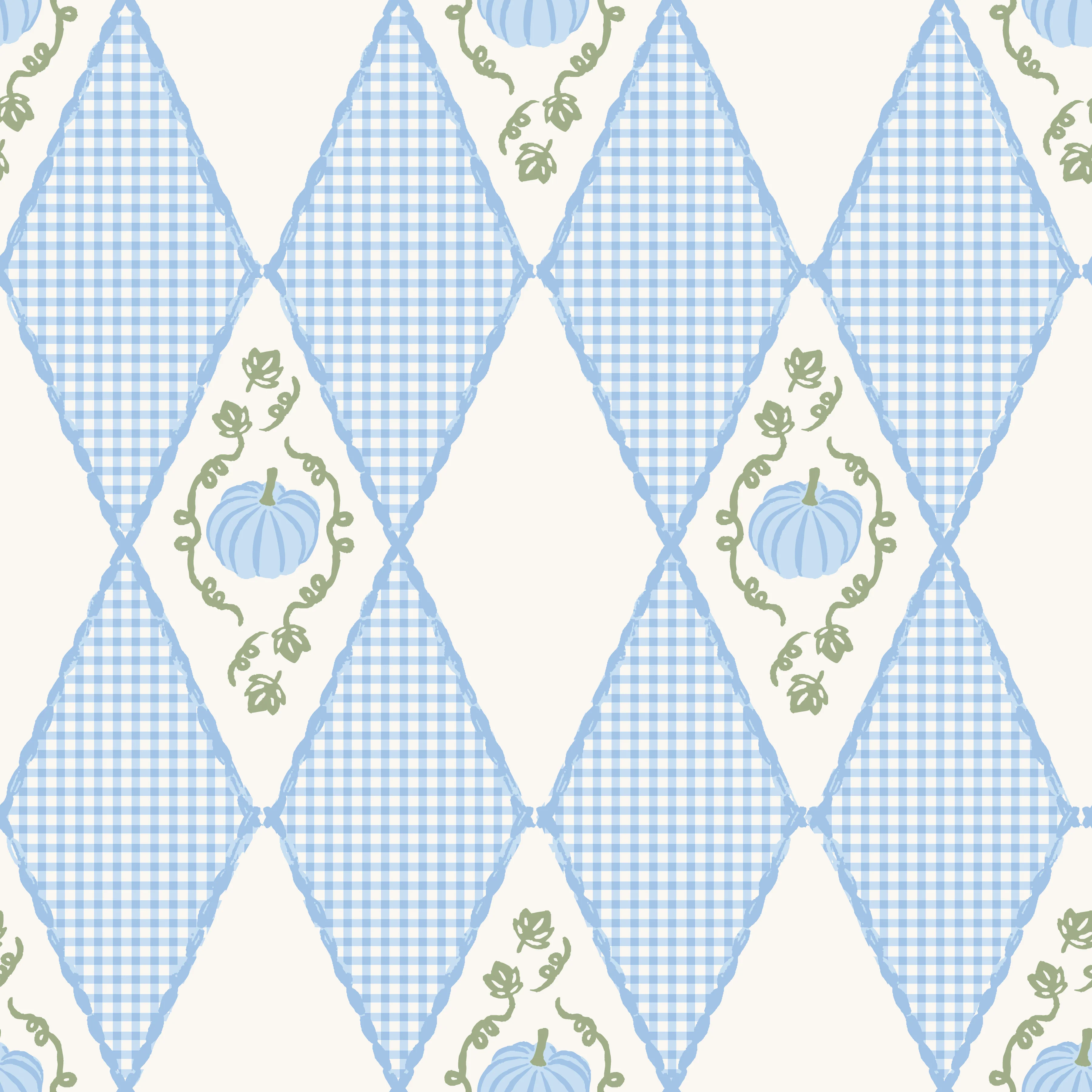 Pumpkin Vine Diamond Gingham Blue