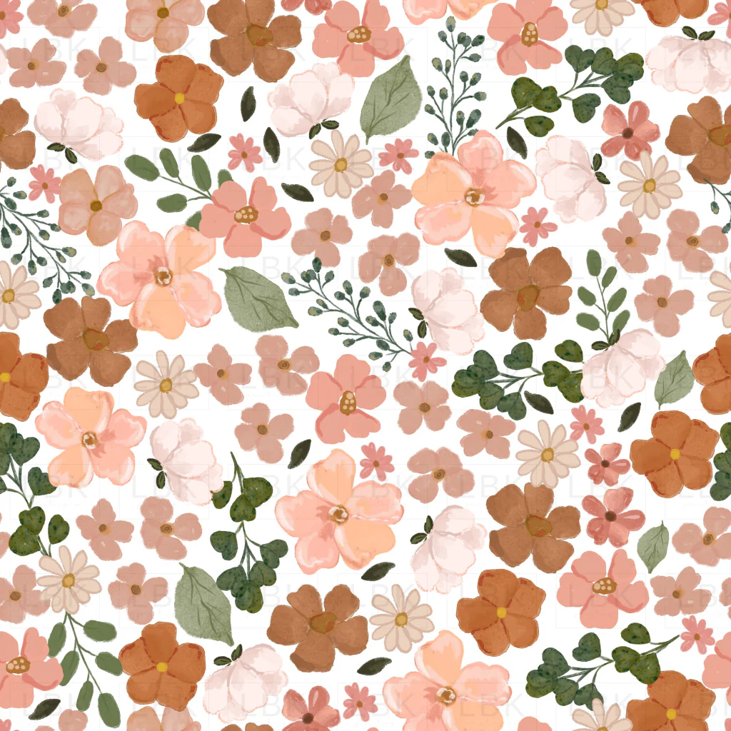 Pumpkins Floral White Pattern