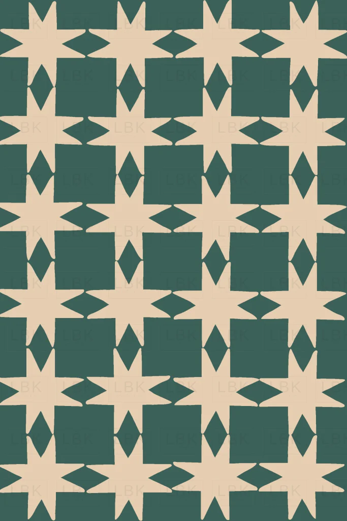 Quilted Christmas Stars on Pine Green