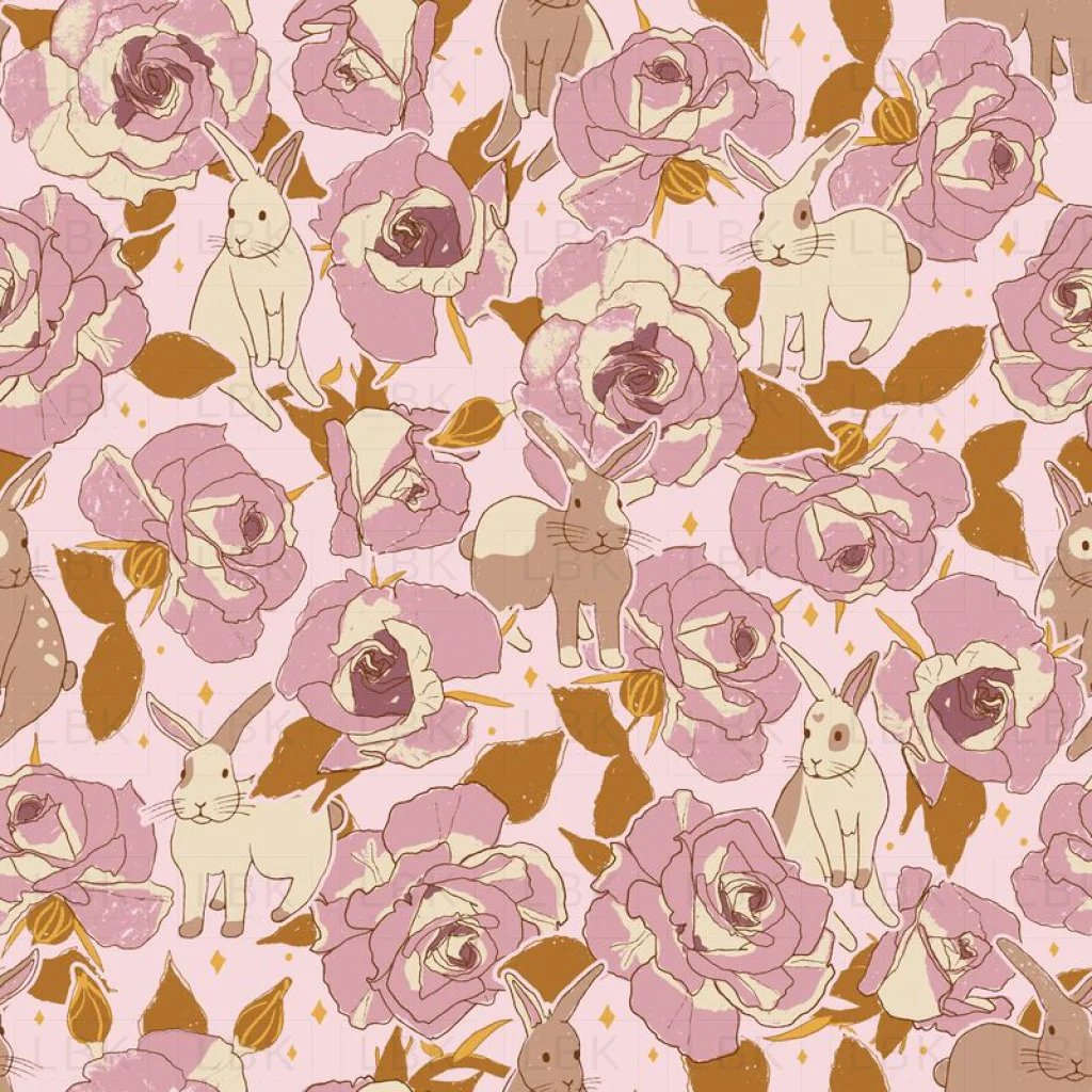 rabbits and roses - pink lilac