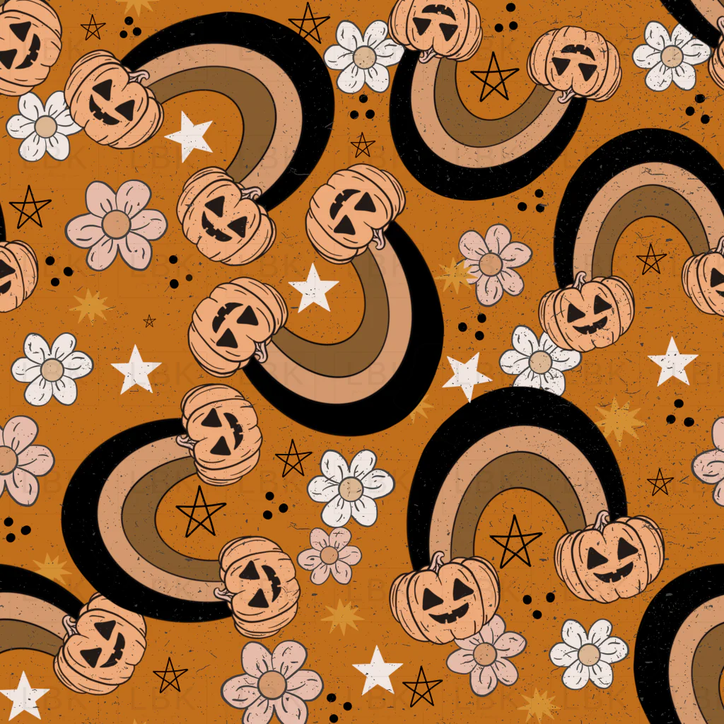 Rainbow pumpkins on Orange