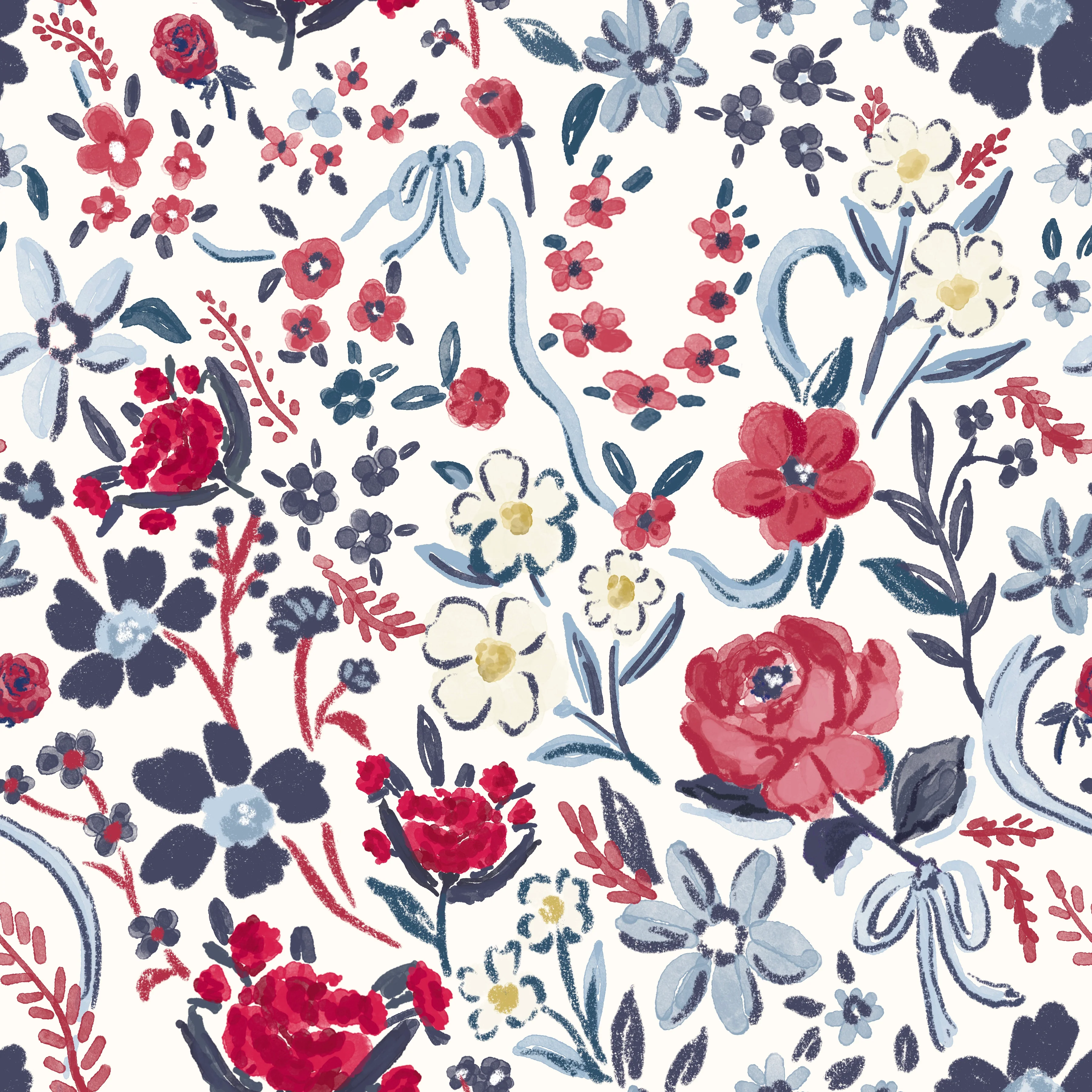 Red white and bloom antique white
