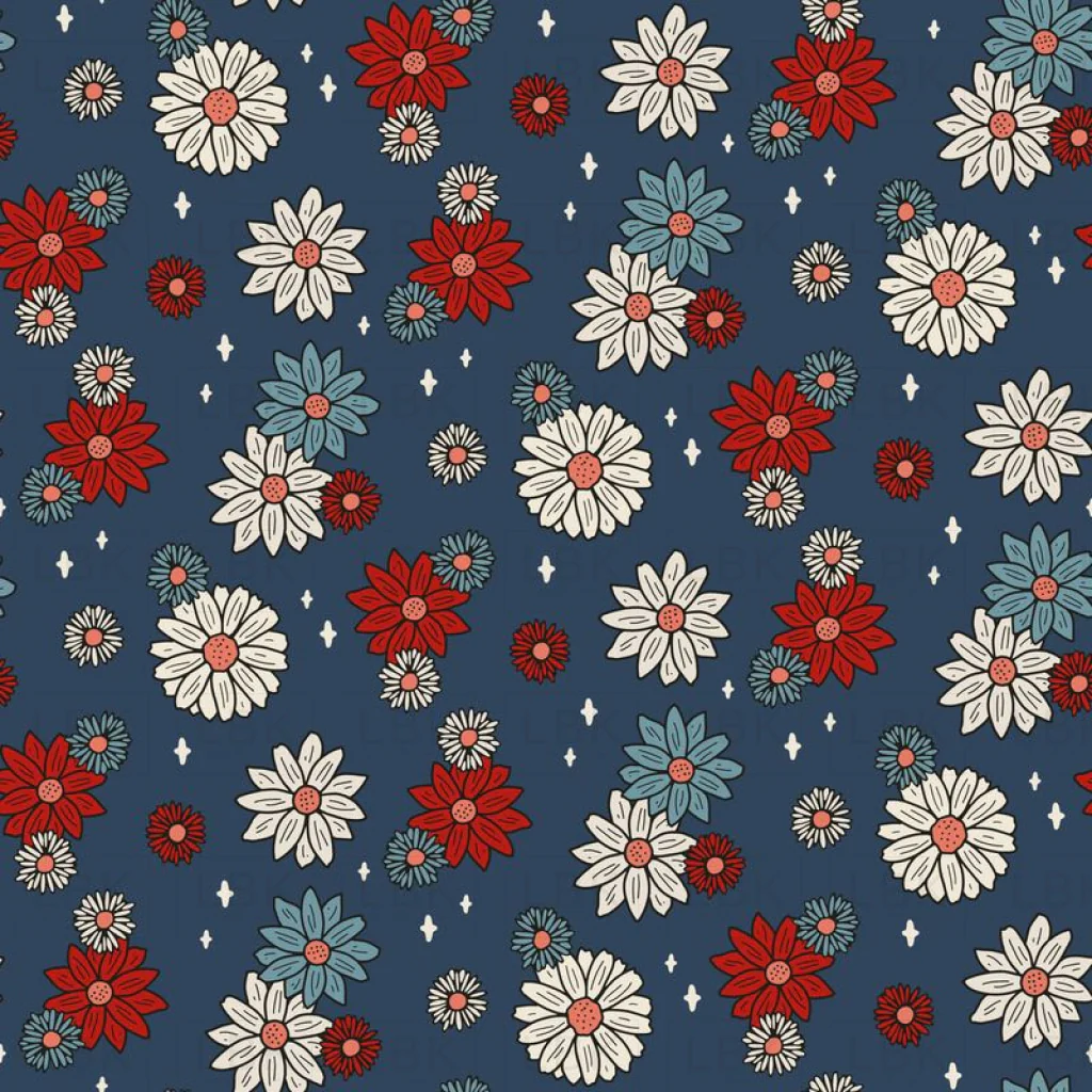 red white and bloom - navy blue