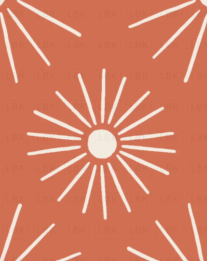 Retro Sunburst in Whitewash on Red Coral