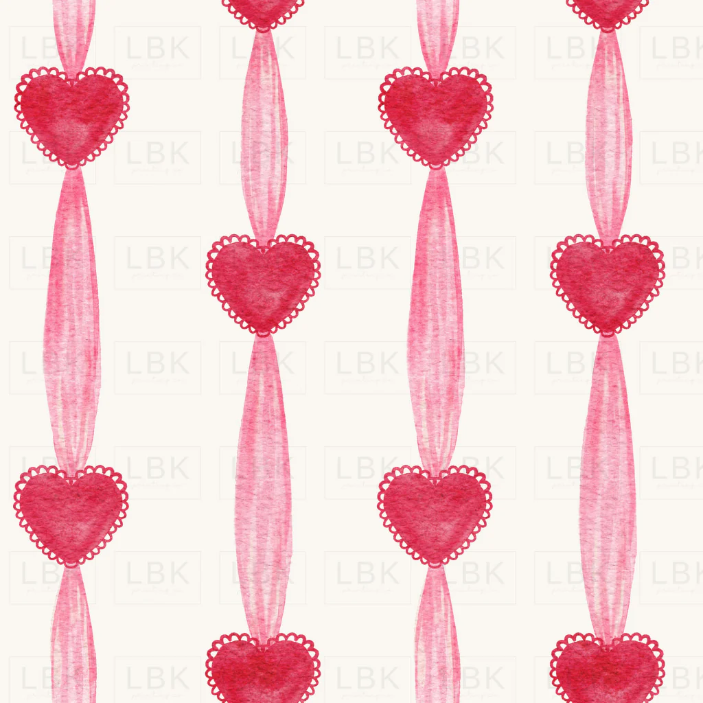 Ribbons and Scalloped Hearts Pink and Red