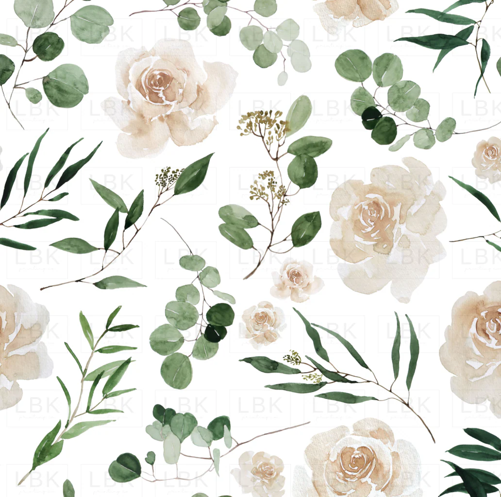 Roses and Eucalyptus Watercolor Floral