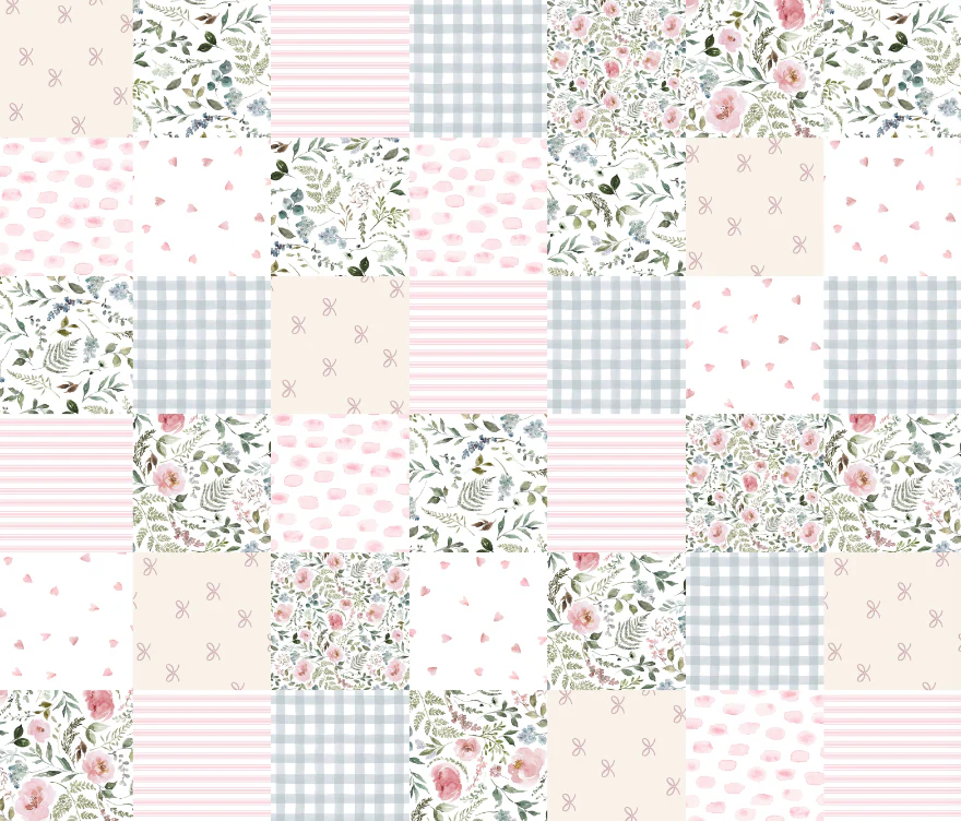 Rotated Heirloom Cottage Floral Cheater Quilt