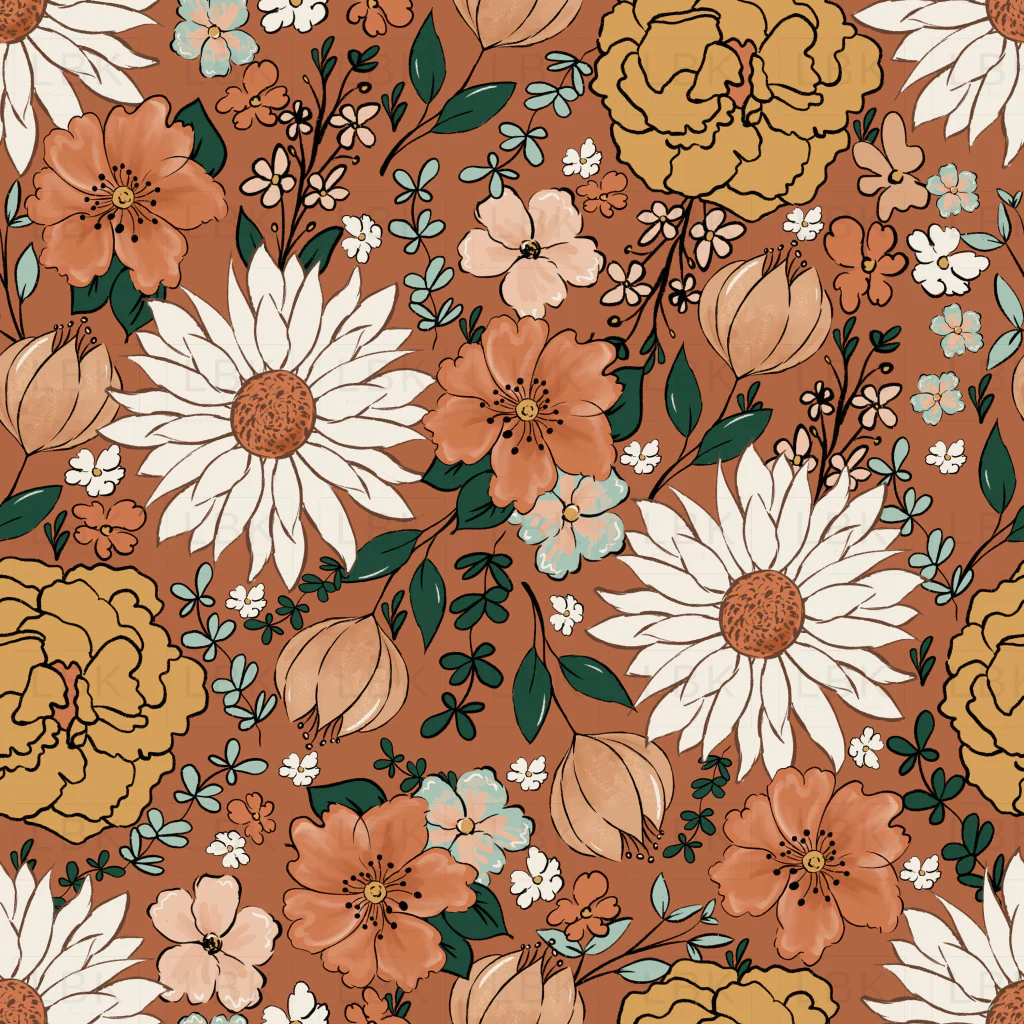 Rust Boho Retro Floral
