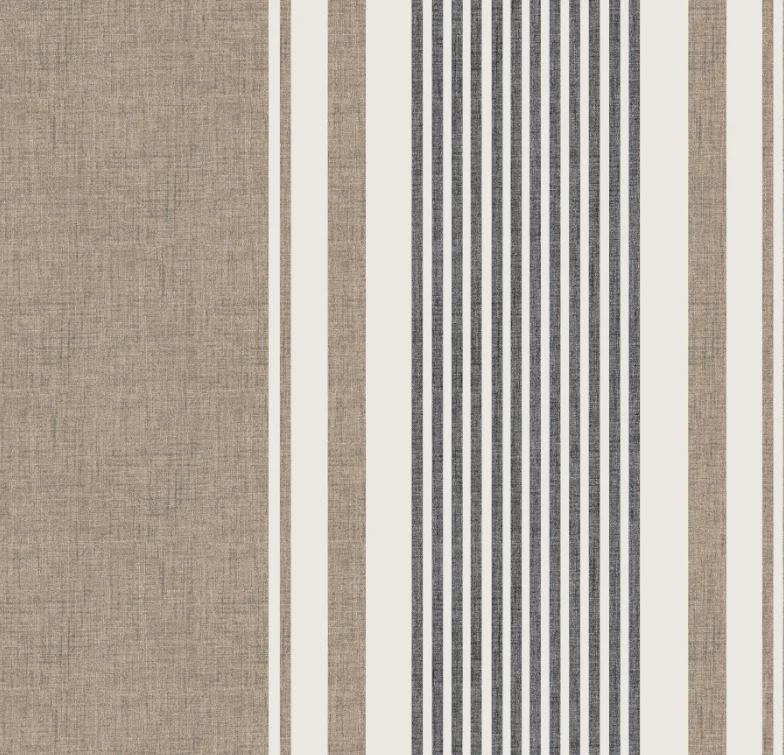 Sand and Black Charcoal Ticking Stripe
