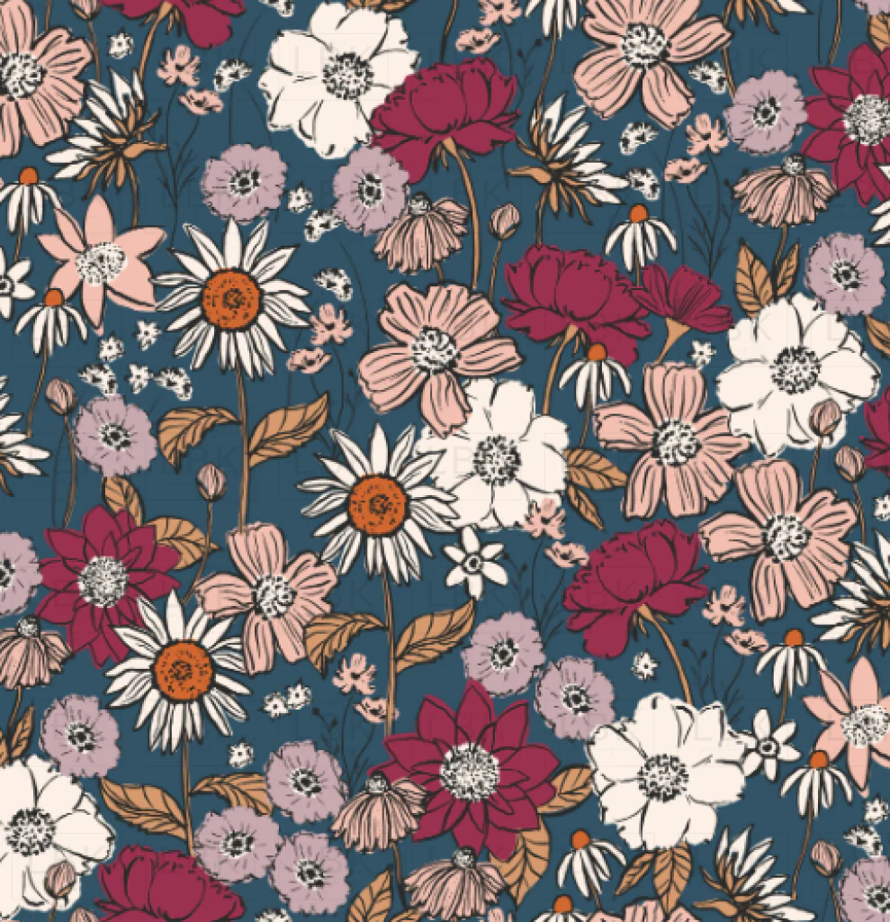 Scarlet Autumn in Midnight Blue