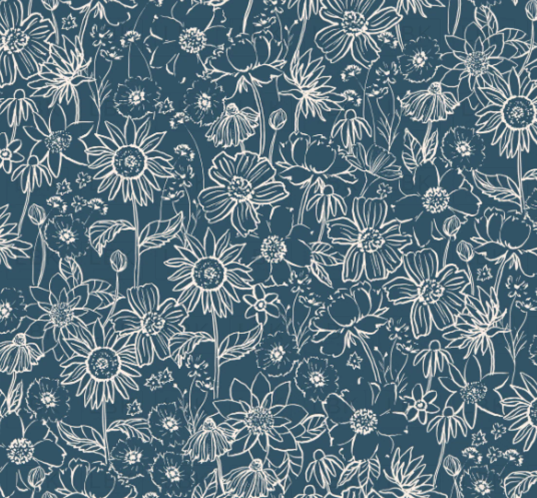 Scarlet Autumn Sketch in Midnight Blue