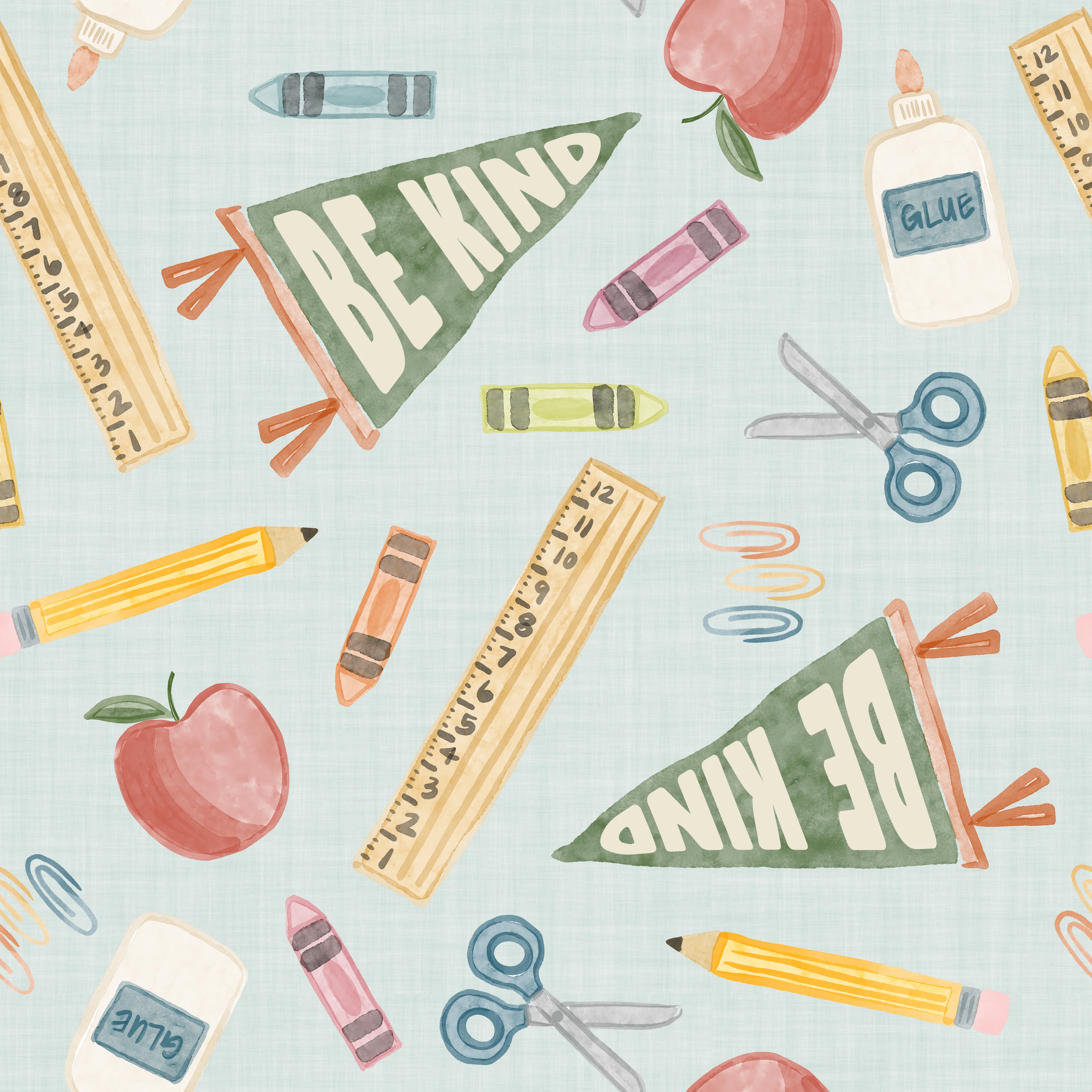 School Supplies- Light Blue Linen