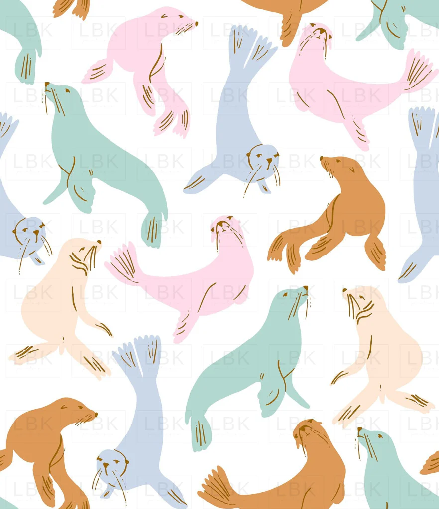 Sea lions in pastel summer