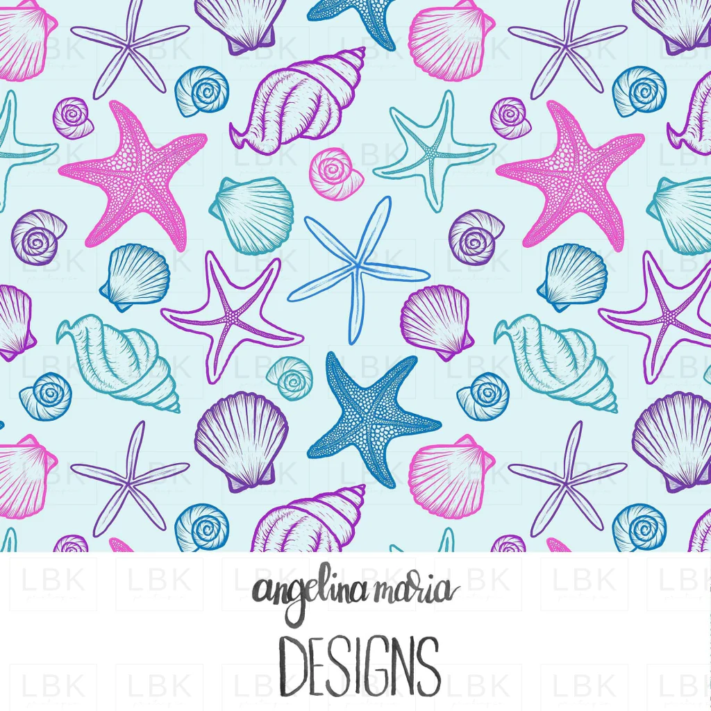 seashells and starfish multicolor seafoam