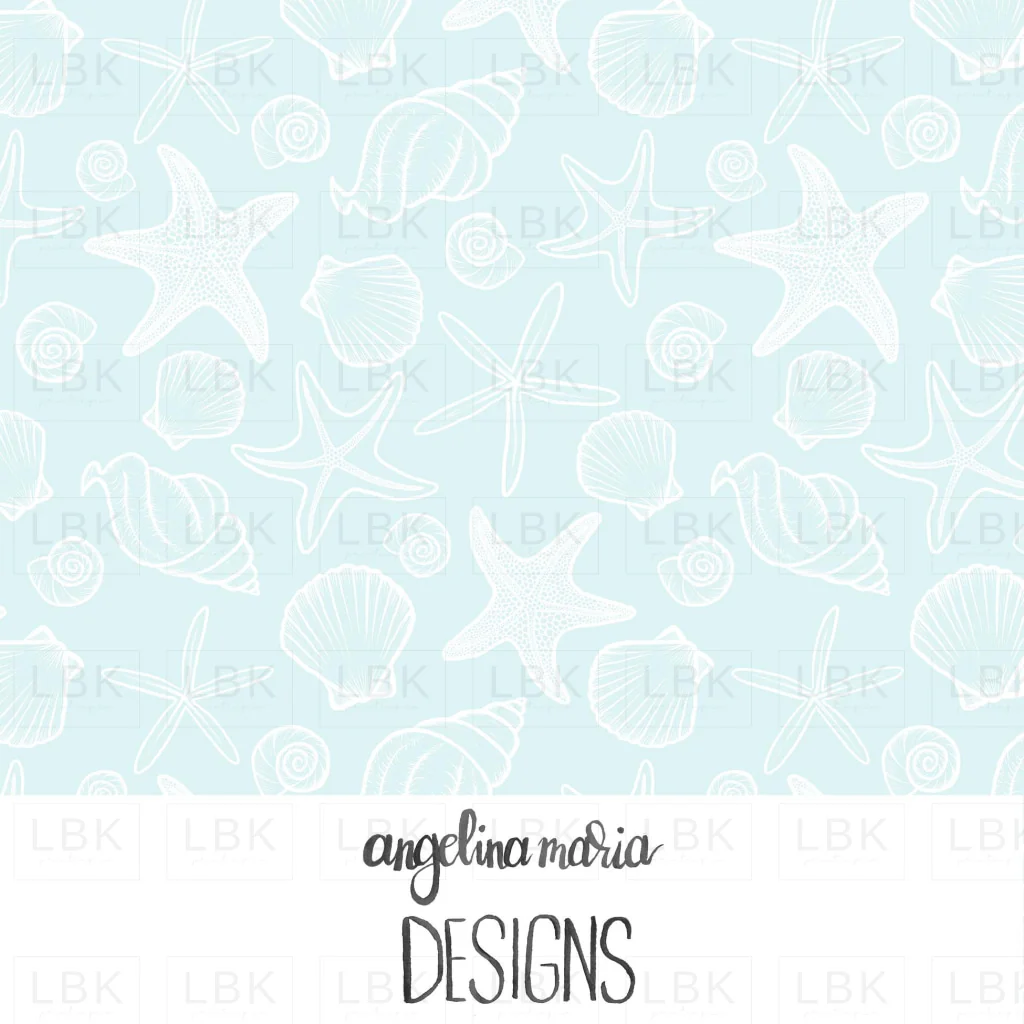 seashells and starfish seafoam