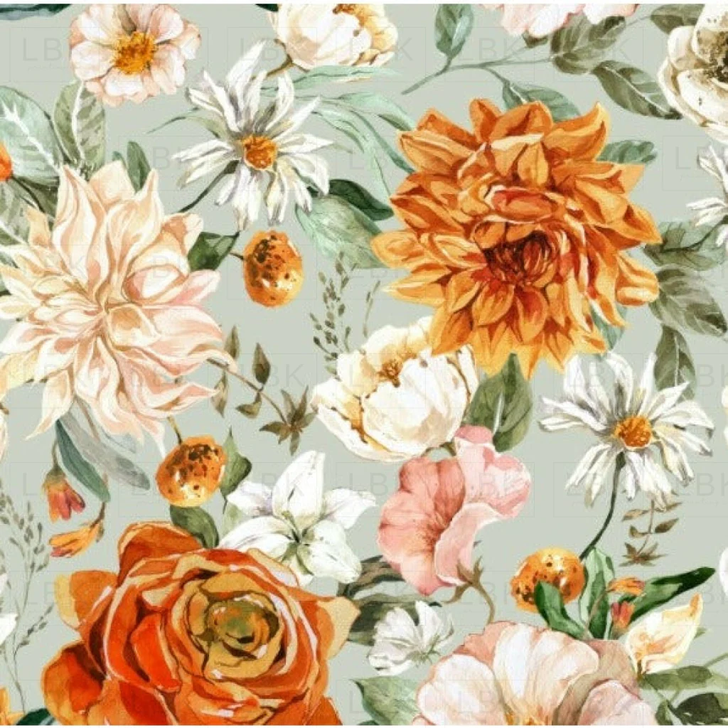 Sedona Village Garden Florals on Seafoam