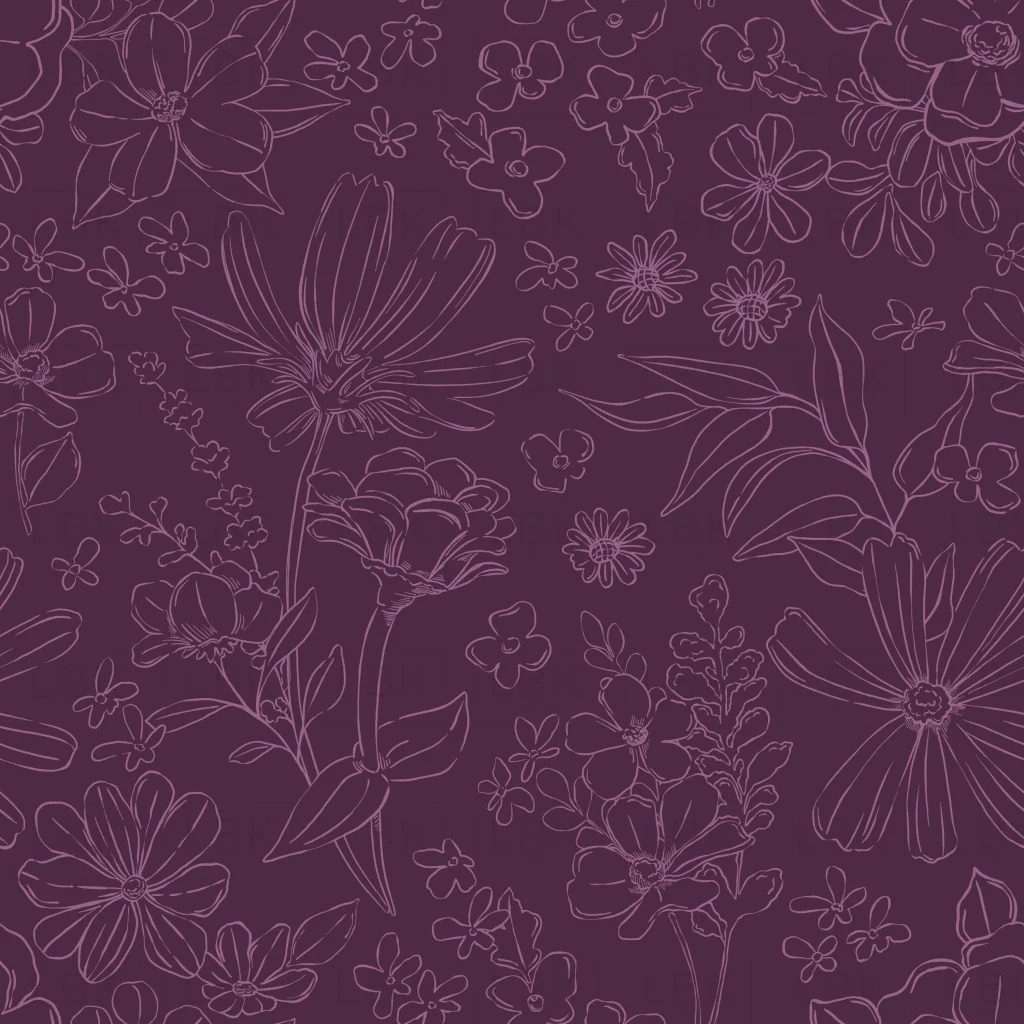 Sketched Floral Dk Purple