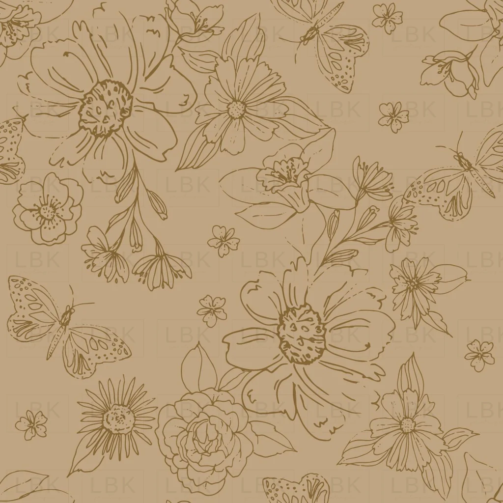Sketched florals in mocha