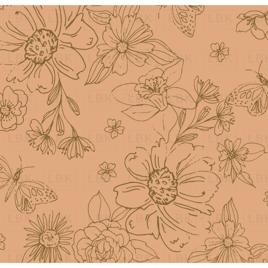 Sketched florals in rose