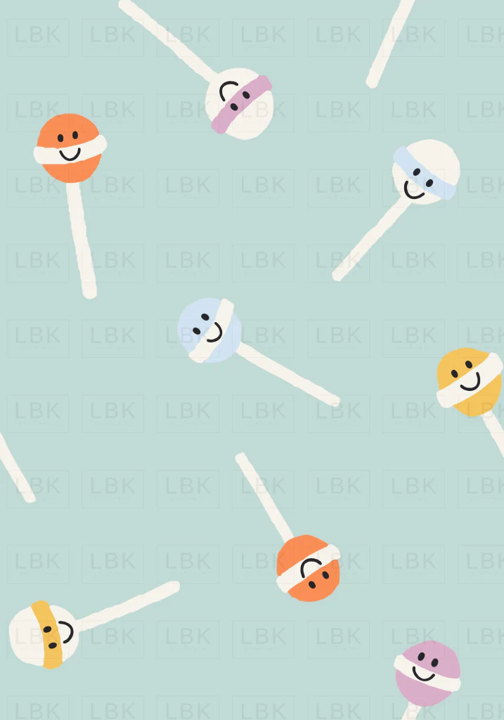 Smiley face Lollipops on Pastel Spearmint Green