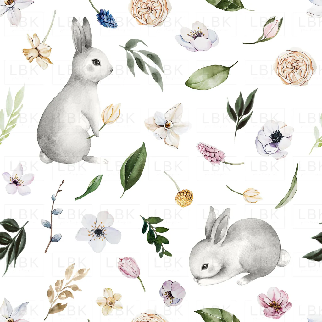 Spring Bunnies on White