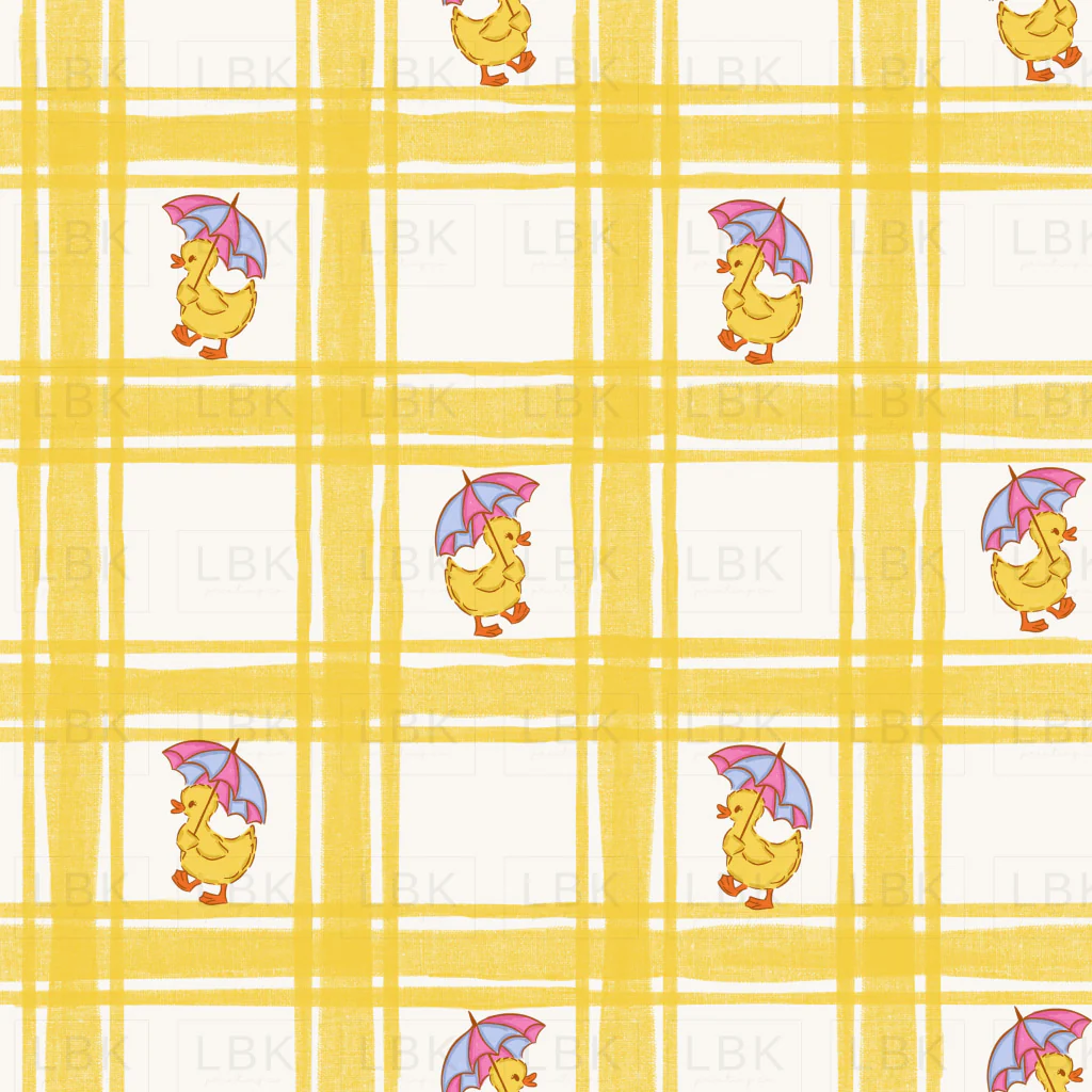 Spring Linen Gingham Yellow Umbrella Duck
