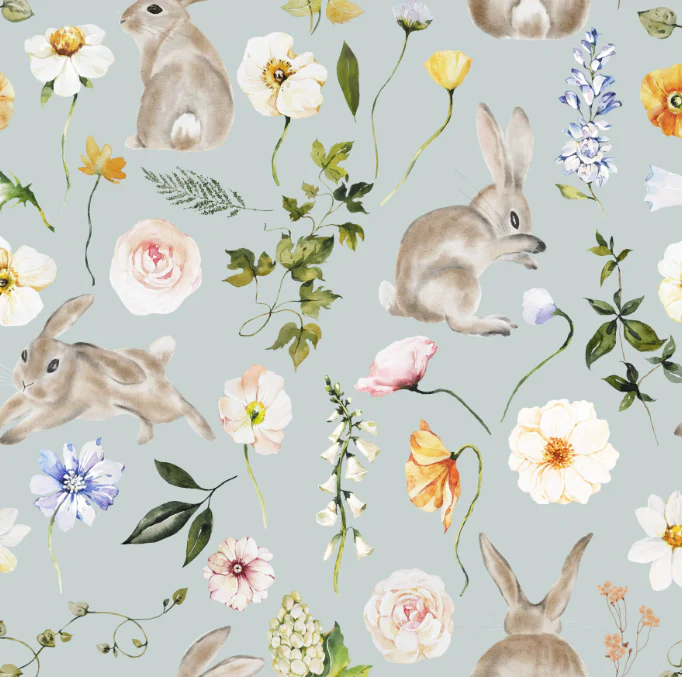 Springtime Easter Bunnies Windy Sky