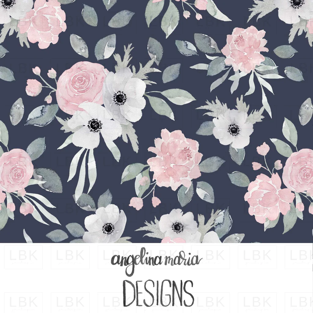 springtime floral on navy