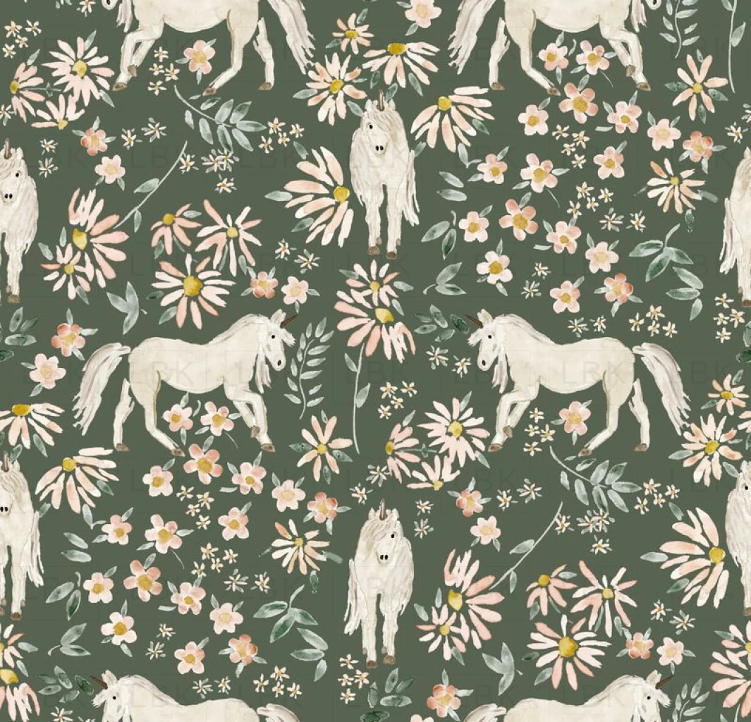 springtime unicorns - deep green