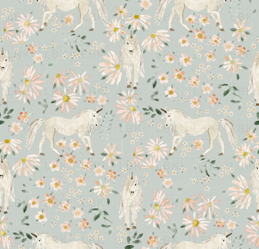 springtime unicorns - dusty blue