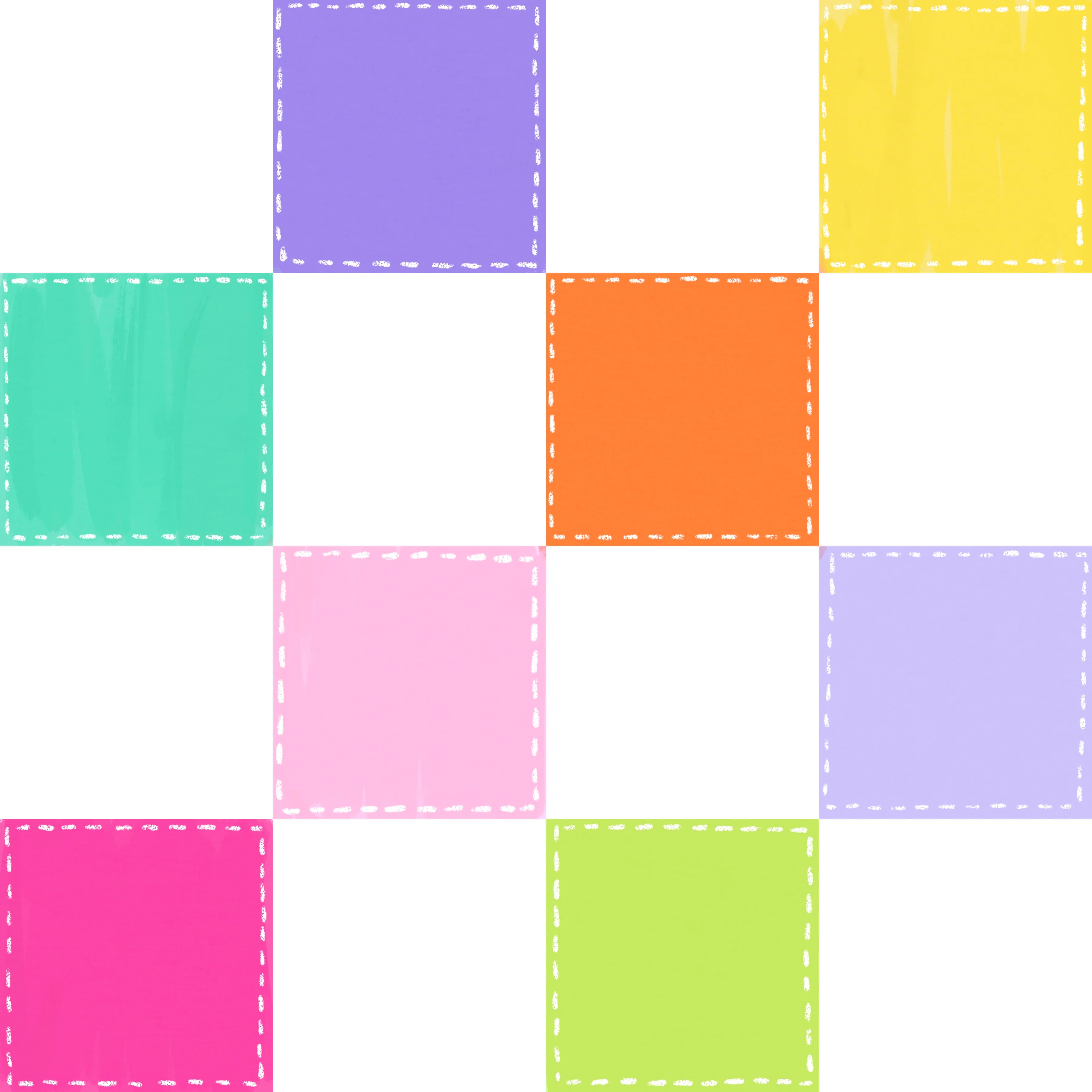 Stitched checker multicolor white