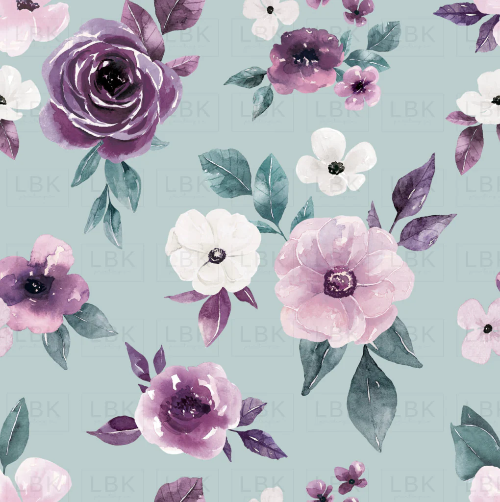 Sugar Plum Christmas Floral Blue