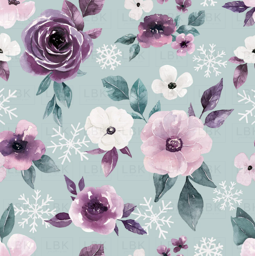 Sugar Plum Christmas Snowflake Floral Blue