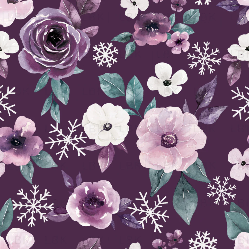Sugar Plum Christmas Snowflake Floral Dark Purple
