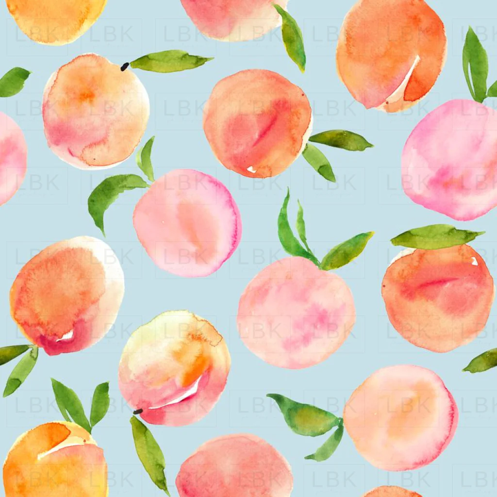 Summer Peaches on Duck Egg Blue