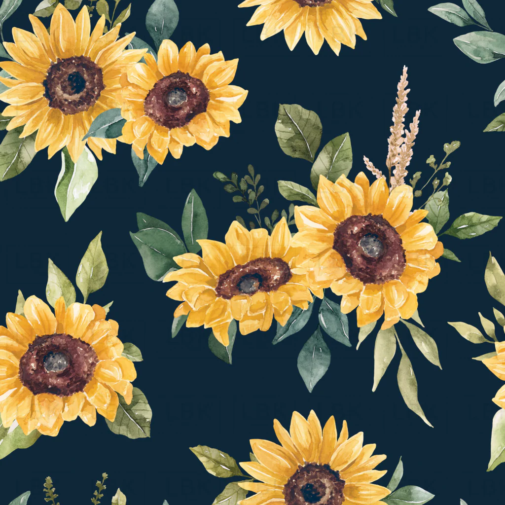 Sunflowers Navy Blue