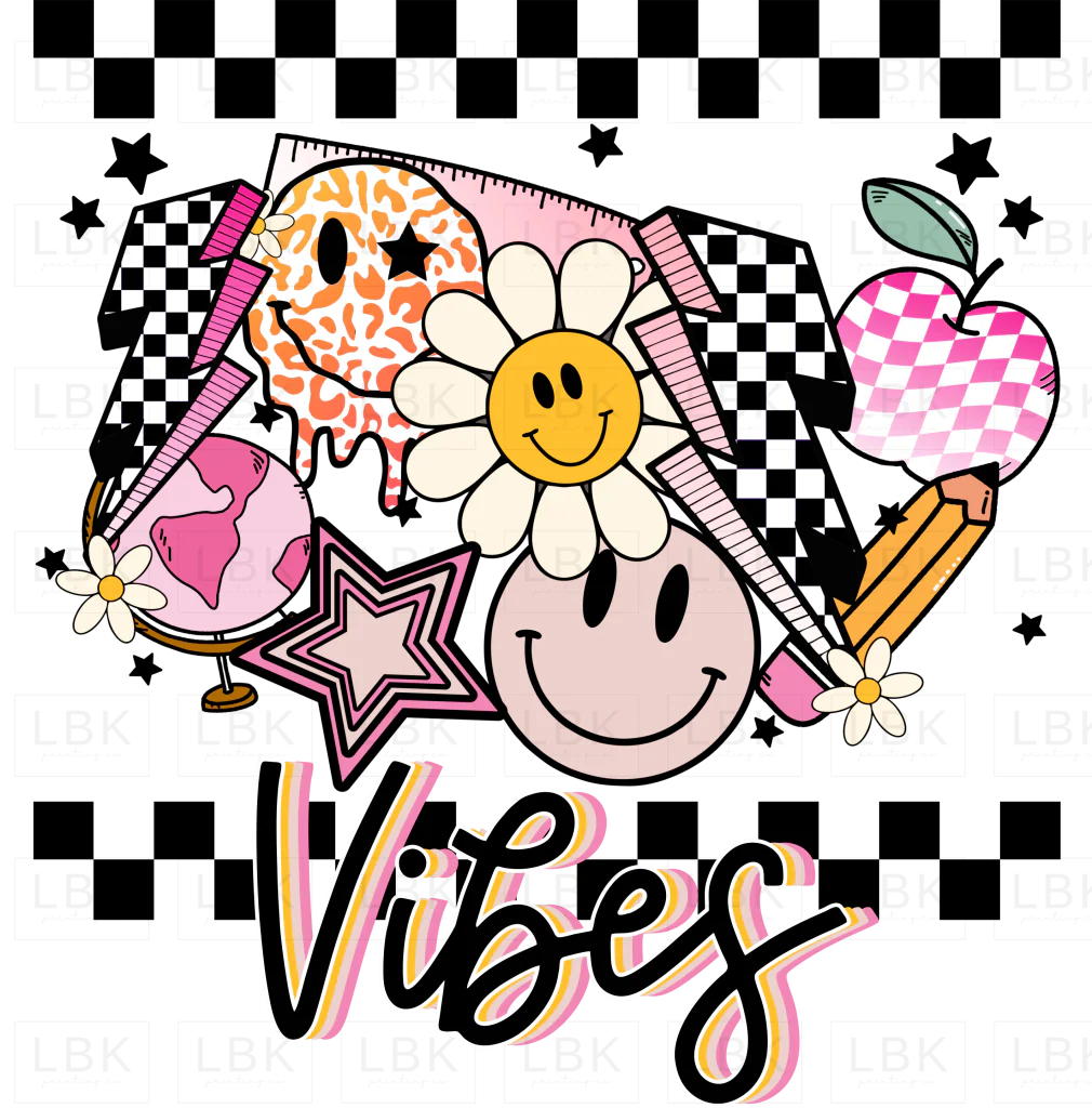Teacher Vibes- Checkered- DTF