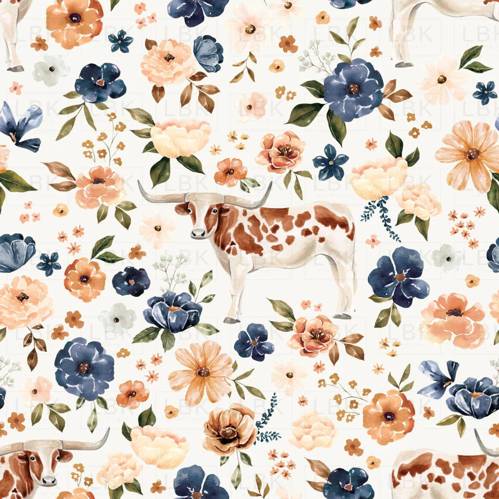 TexasLonghornCow_Floral