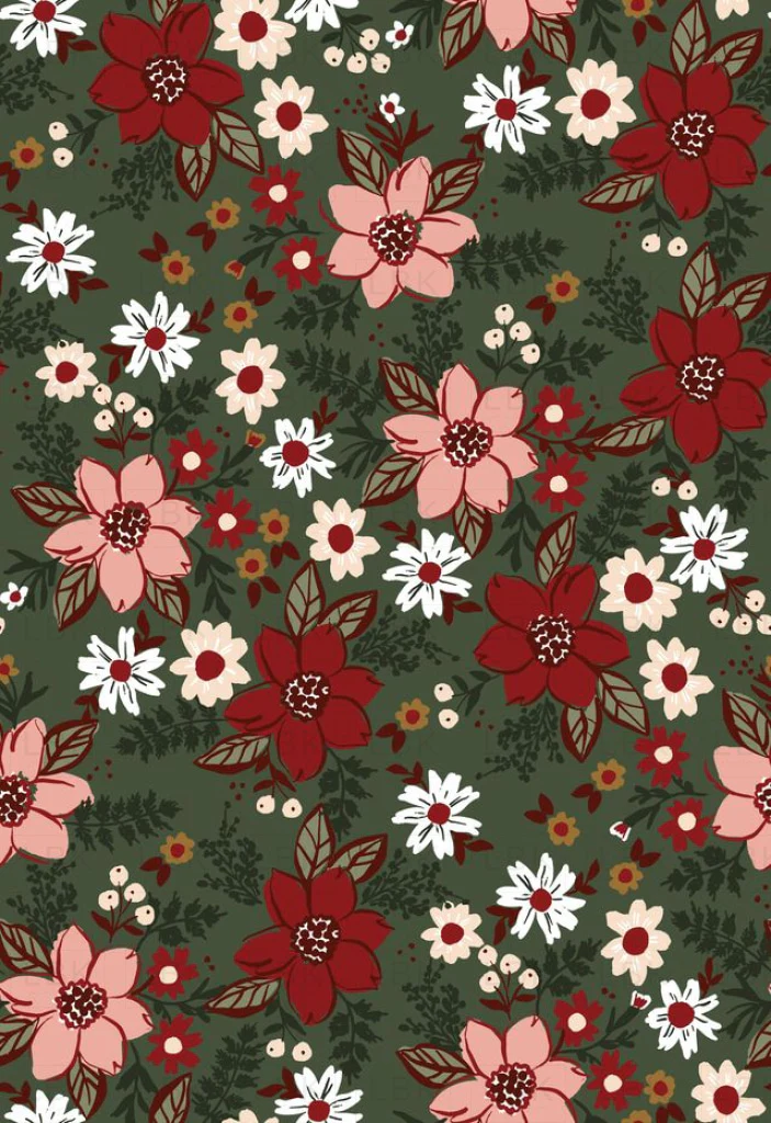 Traditional Christmas retro floral