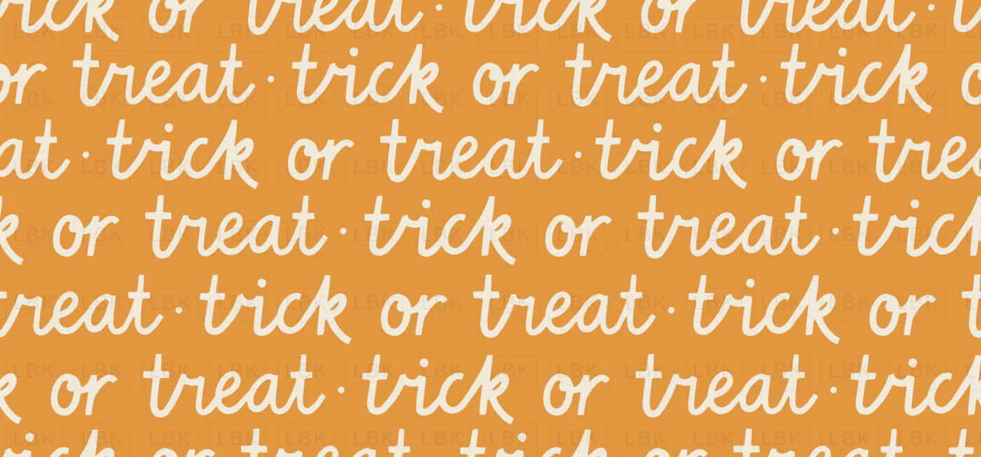 Trick or treat Halloween words in Butternut orange