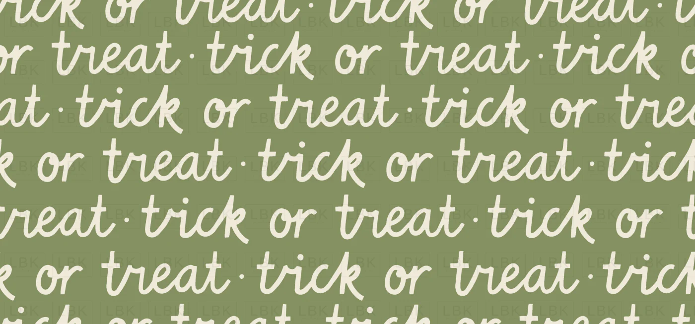 Trick or treat Halloween words in green
