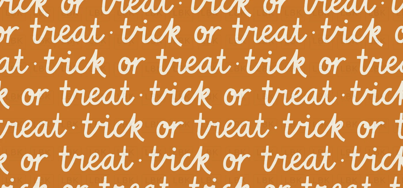 Trick or treat Halloween words in orange