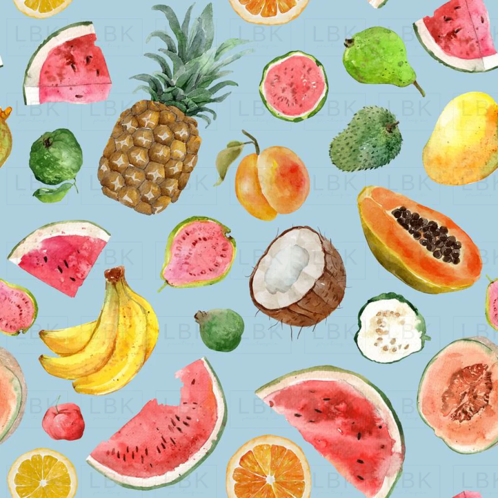 Tropical Fruits on Blue
