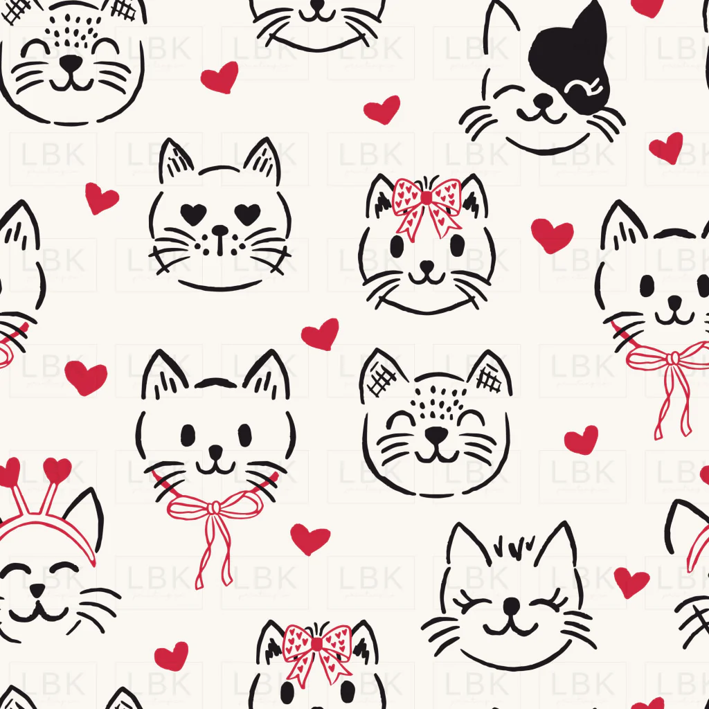 Valentine Kitties Black White and Red