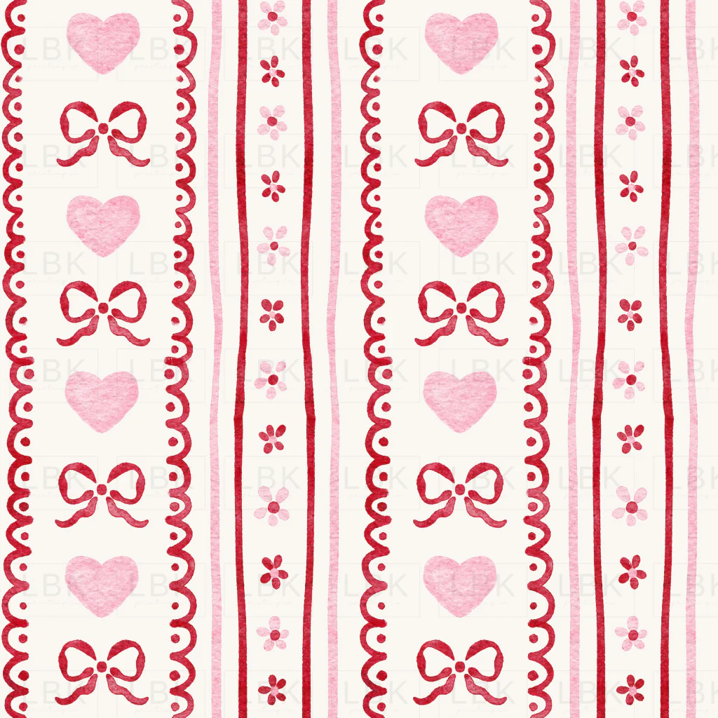 Valentine Vertical Heart Bow Stripe