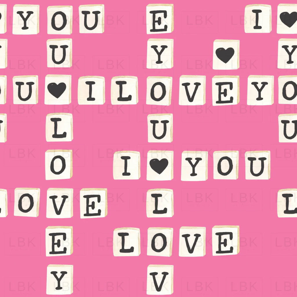 Valentines Black Letter Tiles on Pink
