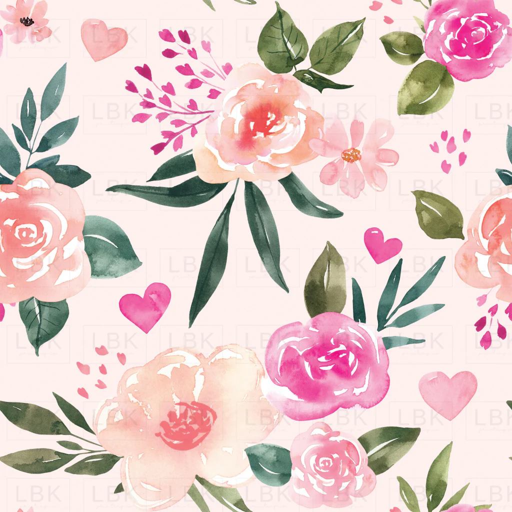 Valentines Watercolor Floral on Light Pink