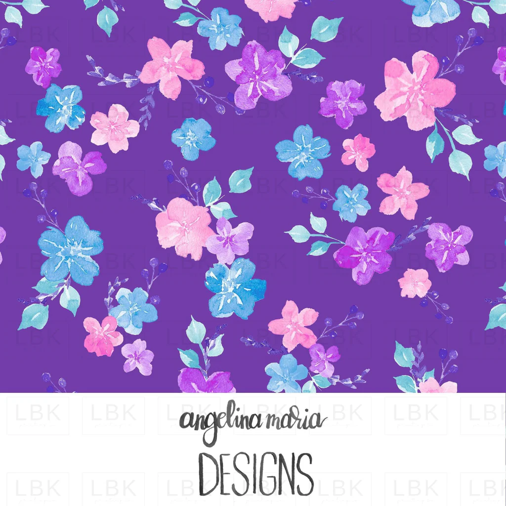 Vibrant Mermaid Floral Blue Violet