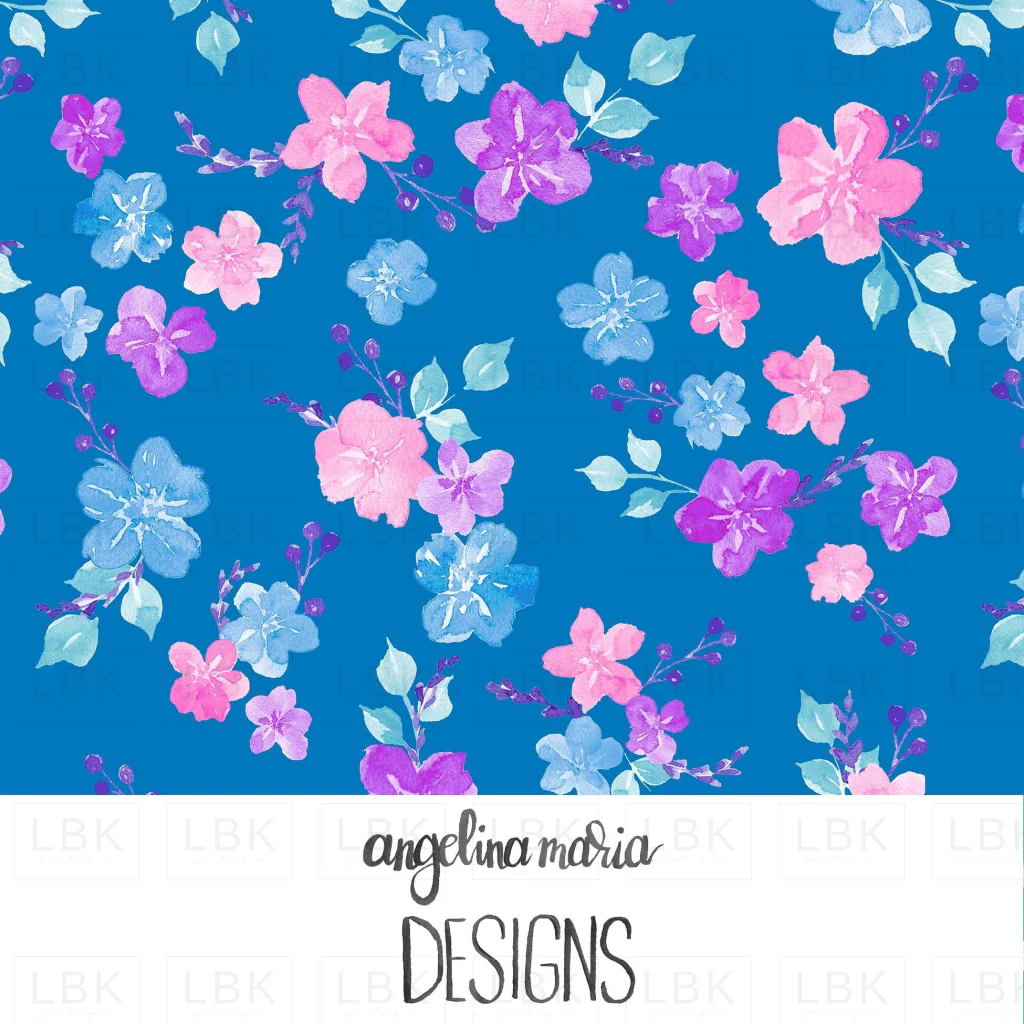Vibrant Mermaid Floral Ocean Depths Blue